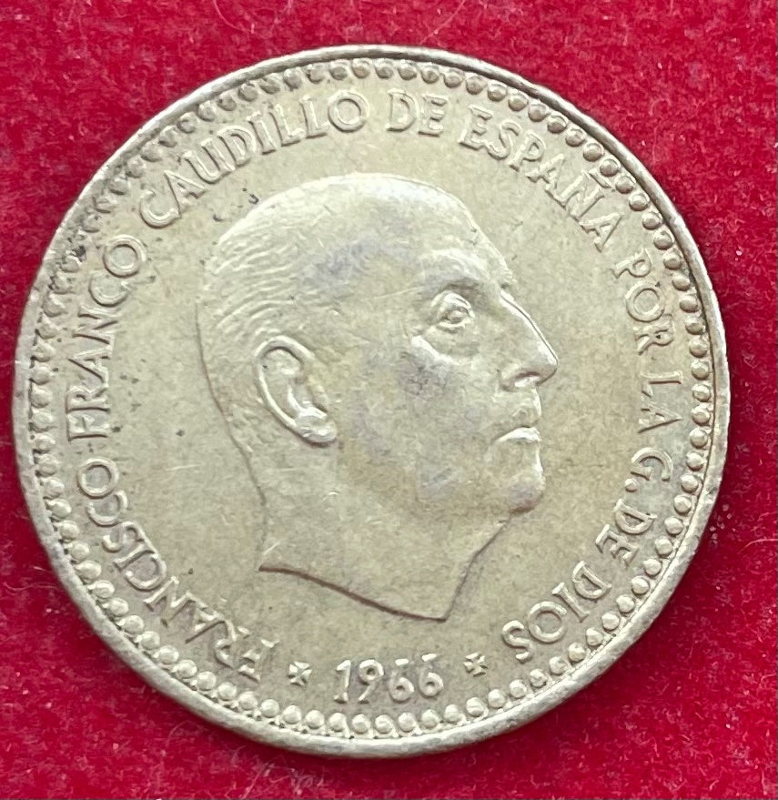 Spain 1966 (star date not legible) 1 Peseta KM-781 Circulated World Coin Item Shown — front