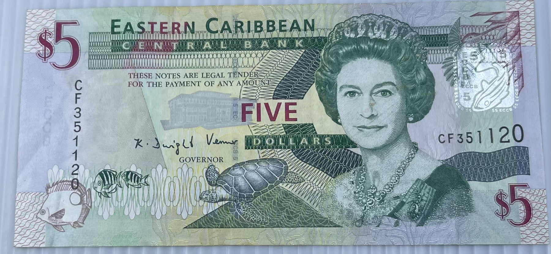 East Caribbean States 2008 5 Dollars P-47 Circulated World Banknote — front