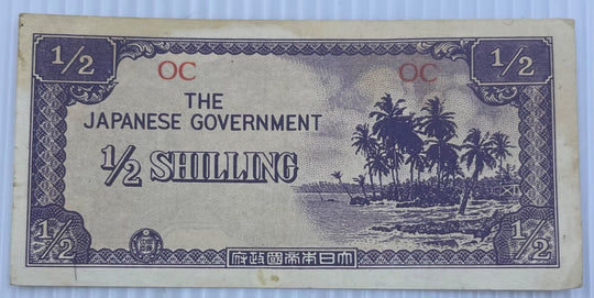 Oceania (Japanese Invasion Money) 1942 1/2 Shilling P-1 Circulated World Banknote Note Shown