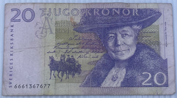 Sweden 1991 20 Kronor P-62 Circulated World Banknote — front