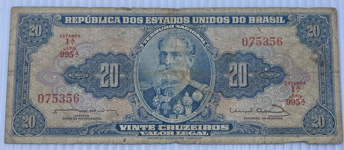 Brazil 1963 20 Cruzeiros P-168 Circulated World Banknote — front