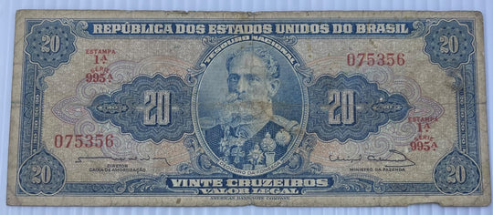 Brazil 1963 20 Cruzeiros P-168 Circulated World Banknote