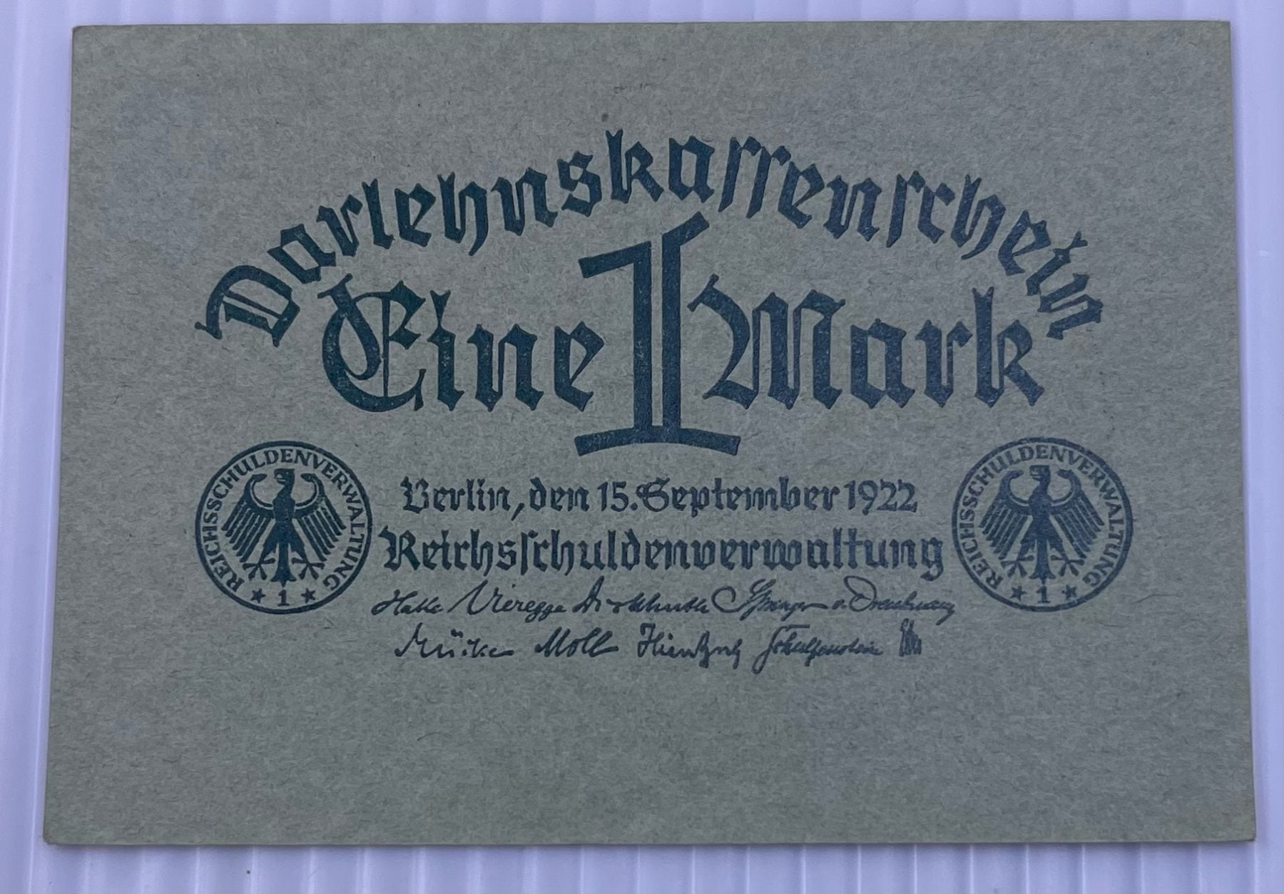 Germany 1922 1 Mark P-71 AU World Banknote — front
