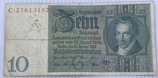Germany 1929 10 Reichsmark P-181 Circulated World Banknote