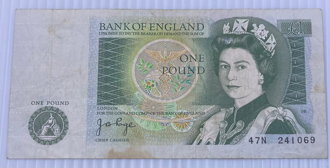 England 1978 1 Pound P-377 Circulated World Banknote — front