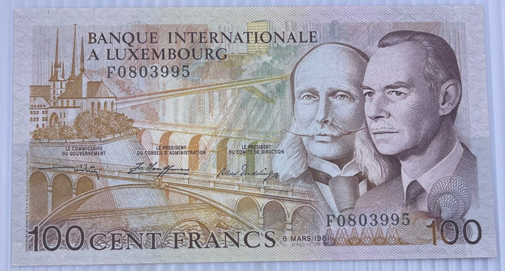 Luxembourg 1981 100 Francs P-14a UNC World Banknote Note Shown — front