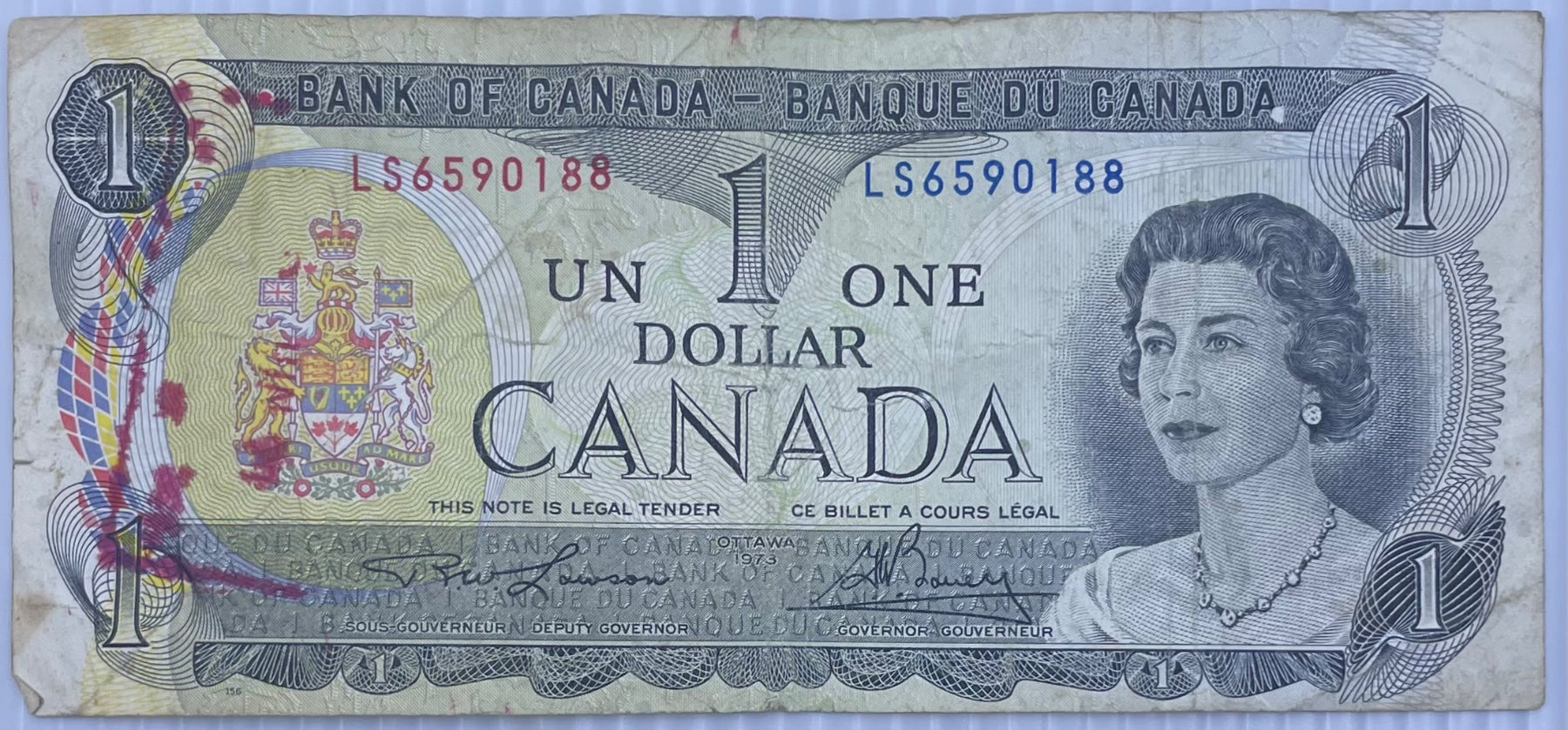 Canada 1973 1 Dollar P-85 Circulated World Banknote — front