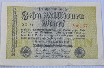 Germany 1923 10 Million P-106A Circulated World Banknote — front
