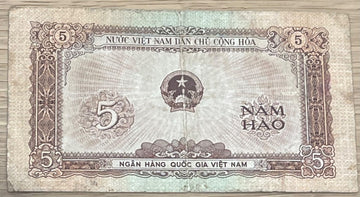 Vietnam 1958 5 Hao P-70 Circulated World Banknote — front