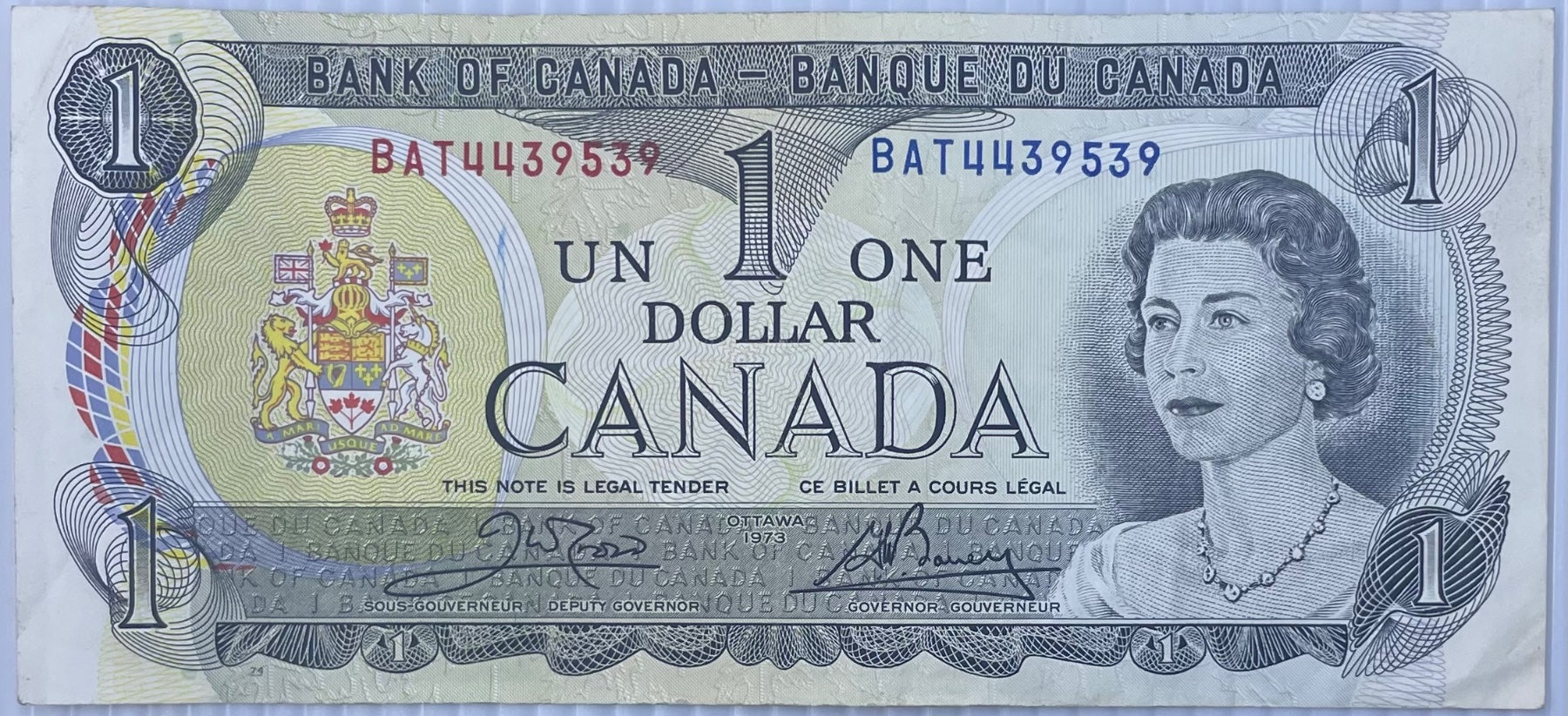Canada 1973 1 Dollar Canadian Dollar P-85 Circulated World Banknote Note Shown — front