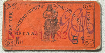 Mexico 1914 5 centavos P-S682A Circulated World Banknote — front