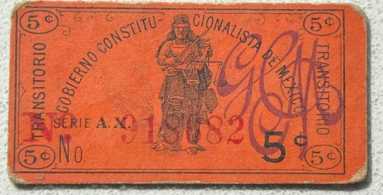Mexico 1914 5 centavos P-S682A Circulated World Banknote
