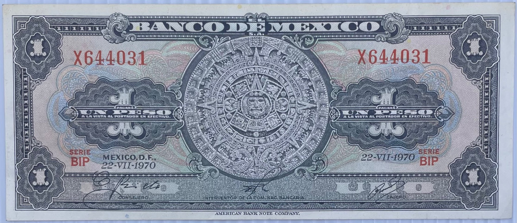 Mexico 1970 1 Peso Circulated World Banknote Note Shown — front
