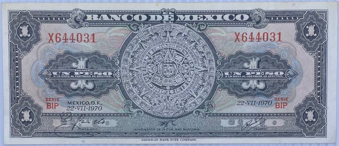 Mexico 1970 1 Peso Circulated World Banknote Note Shown — front