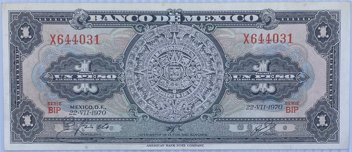 Mexico 1970 1 Peso Circulated World Banknote Note Shown — front