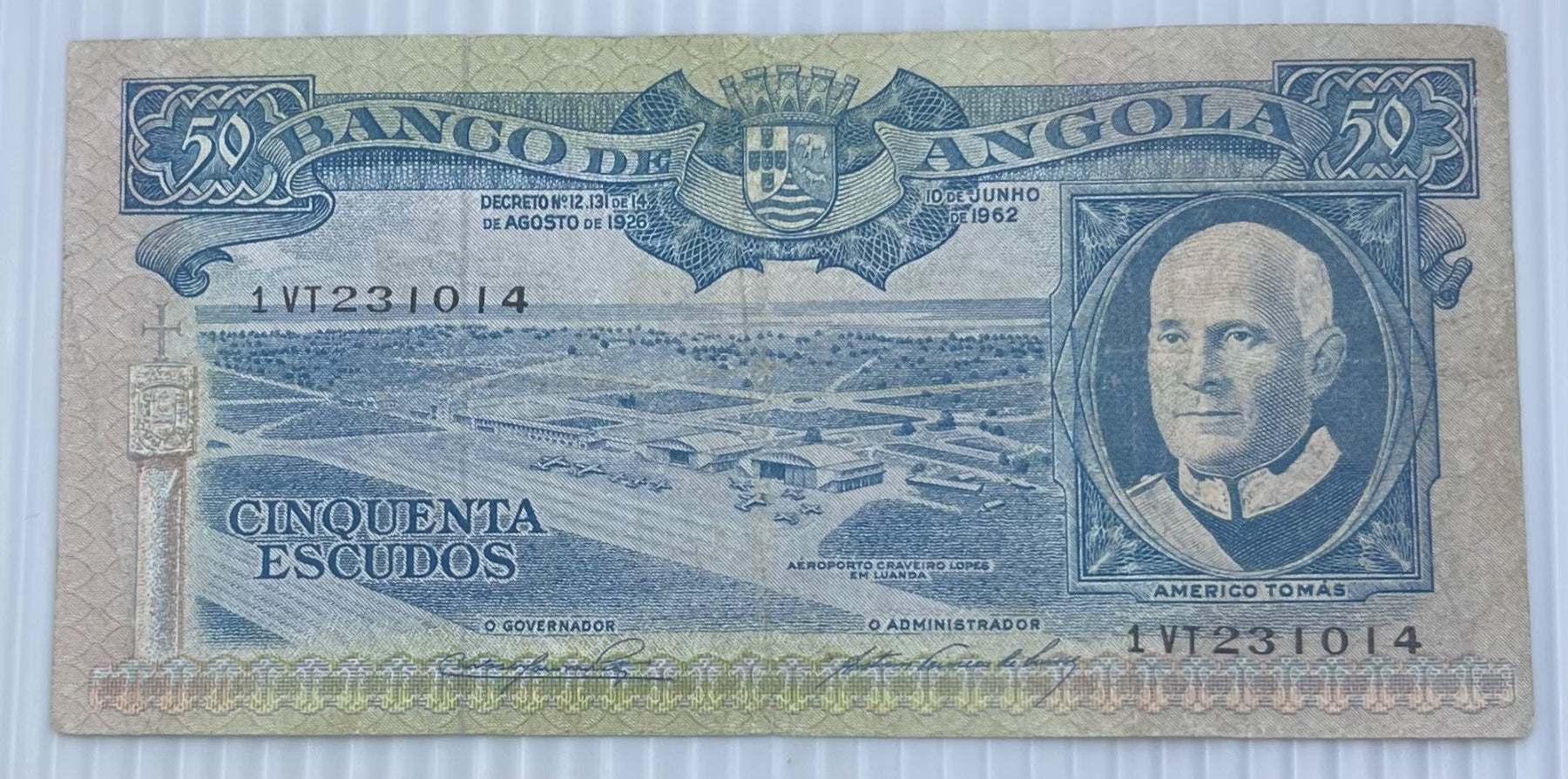 Angola 1962 50 Escudos P-92 Circulated World Banknote From Lot — front
