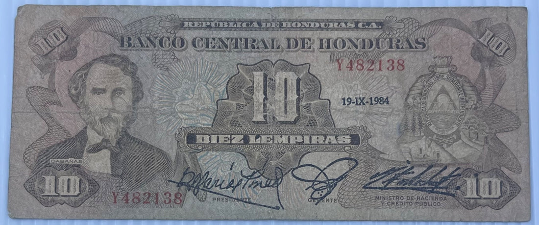 Honduras 1984 10 Lempira P-64 Circulated World Banknote — front