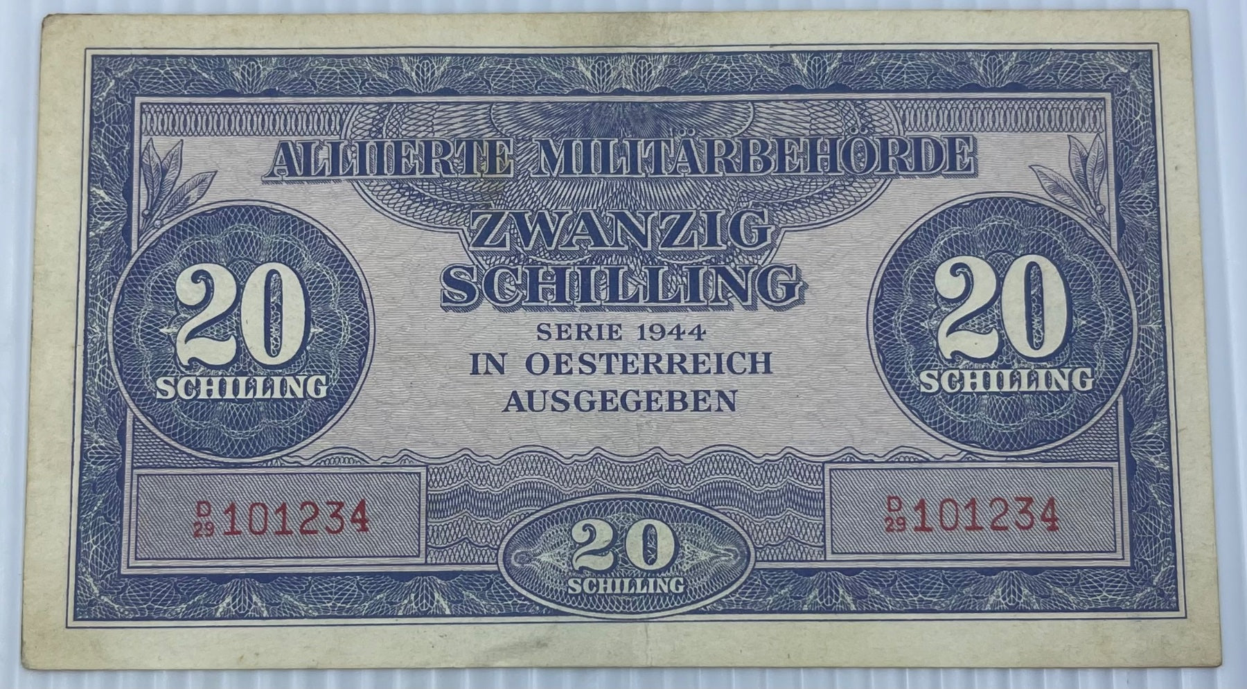 Austria 1944 20 Schilling P-107 Circulated World Banknote — front