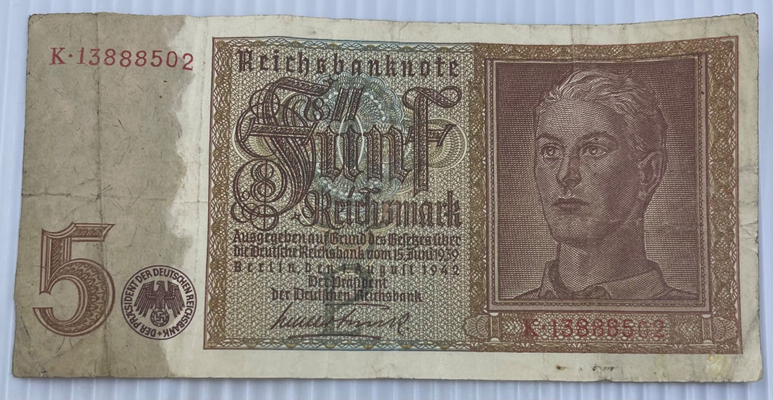 Germany 1942 5 Reichsmark P-182 Circulated World Banknote — front