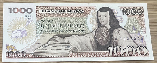 Mexico 1985 1000 Pesos P-85 UNC World Banknote