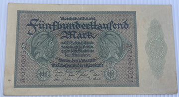 Germany 1923 500000 Mark P-88 Circulated World Banknote — front