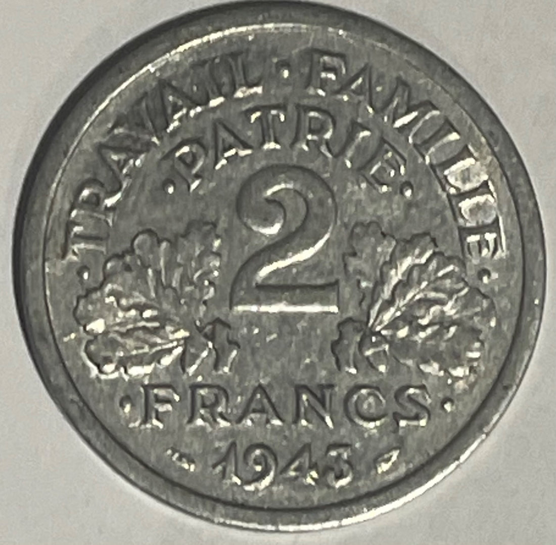 France 1943 2 Francs KM-Unknown Circulated World Coin Item Shown — front