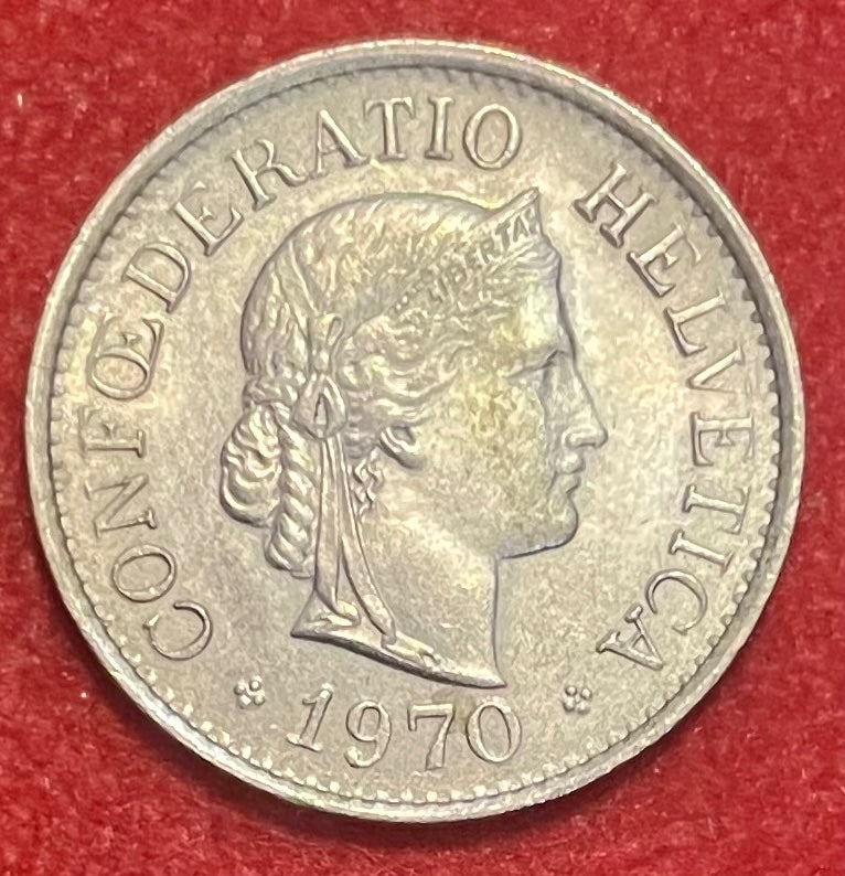 Switzerland 1970 10 Rappen (10 Centimes) Swiss Franc (CHF) KM-24 Circulated World Coin From Lot — front