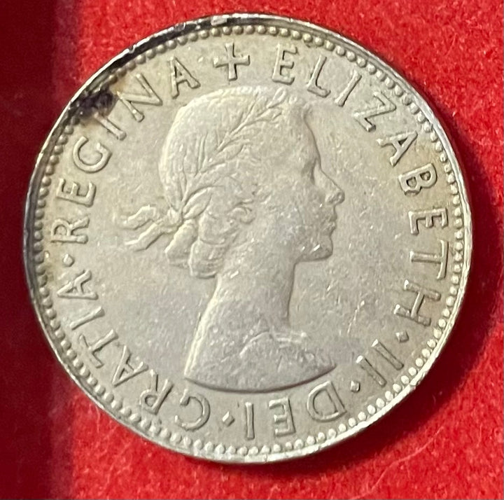 United Kingdom 1954 Two Shillings (Florin) Pound Sterling (pre-decimal) KM-890 Circulated World Coin Item Shown — front