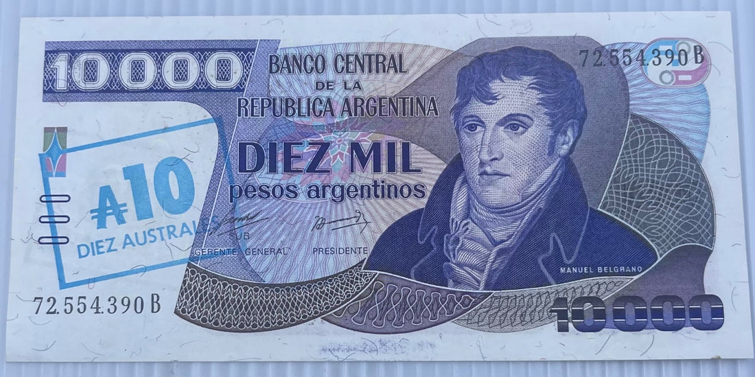 Argentina 1985 10 Austral P-322 AU World Banknote — front