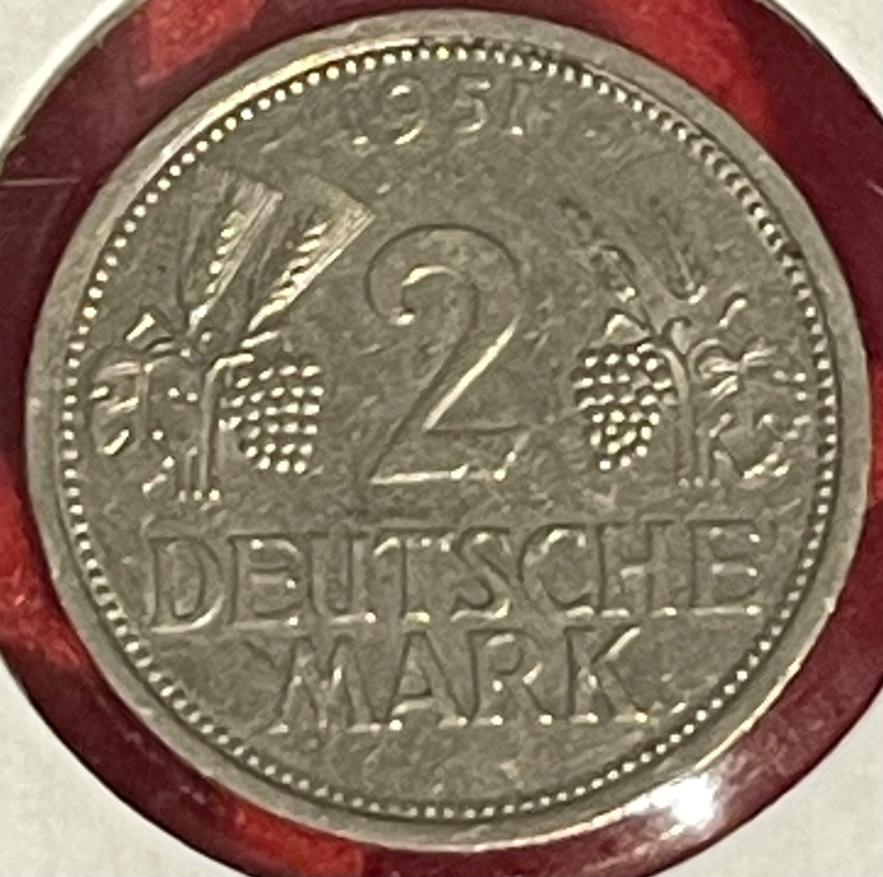Germany 1951 2 Deutsche Mark Circulated World Coin P-KM-111 Circulated World Coin Item Shown — front