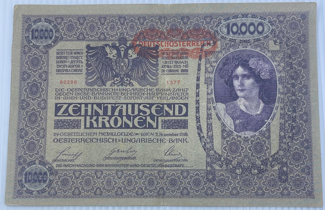 Austria 1919 10,000 Kronen P-66 Circulated World Banknote — front