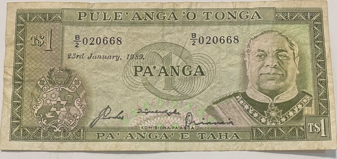 Tonga 1989 1 Paʻanga P-19 Circulated World Banknote — front