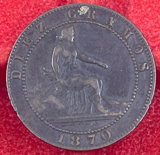 Spain 1870 10 Céntimos KM-653 Circulated World Coin