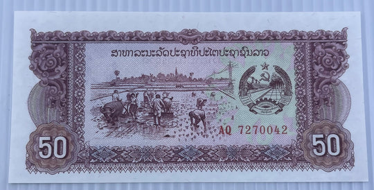 Laos 1988 50 Kip P-29 UNC World Banknote