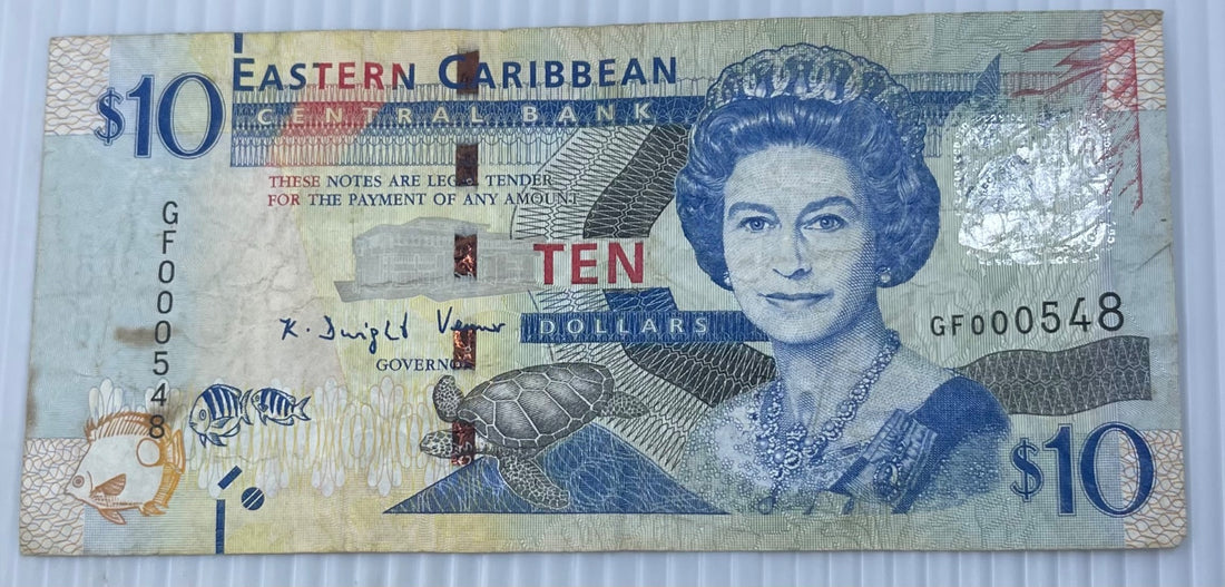 East Caribbean States 2012 $10 East Caribbean dollar P-52 Circulated World Banknote — front