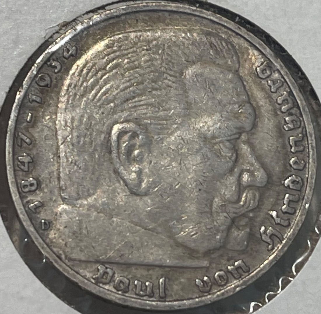 Germany 1936 5 Reichsmark KM-94 Circulated World Coin — front