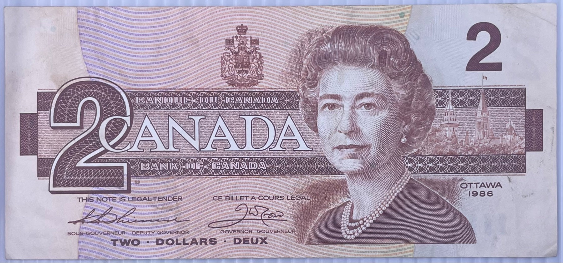 Canada 1986 2 Dollars P-97 Circulated World Banknote Note Shown — front