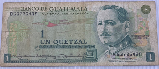 Guatemala 1973 1 Quetzal P-59A Circulated World Banknote
