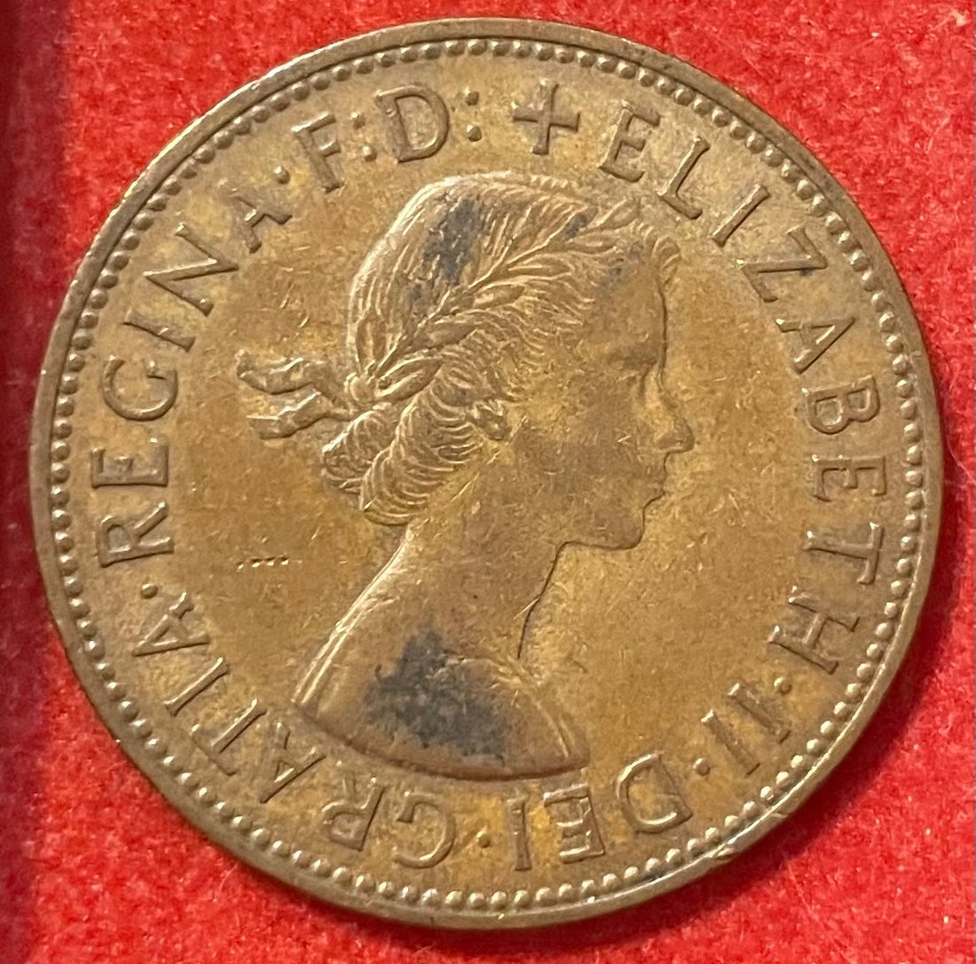 United Kingdom 1966 One Penny Pound Sterling (pre-decimal) KM-897 Circulated World Coin Item Shown — front