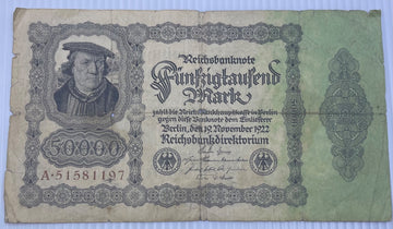 Germany 1922 50000 Mark P-79 Circulated World Banknote — front