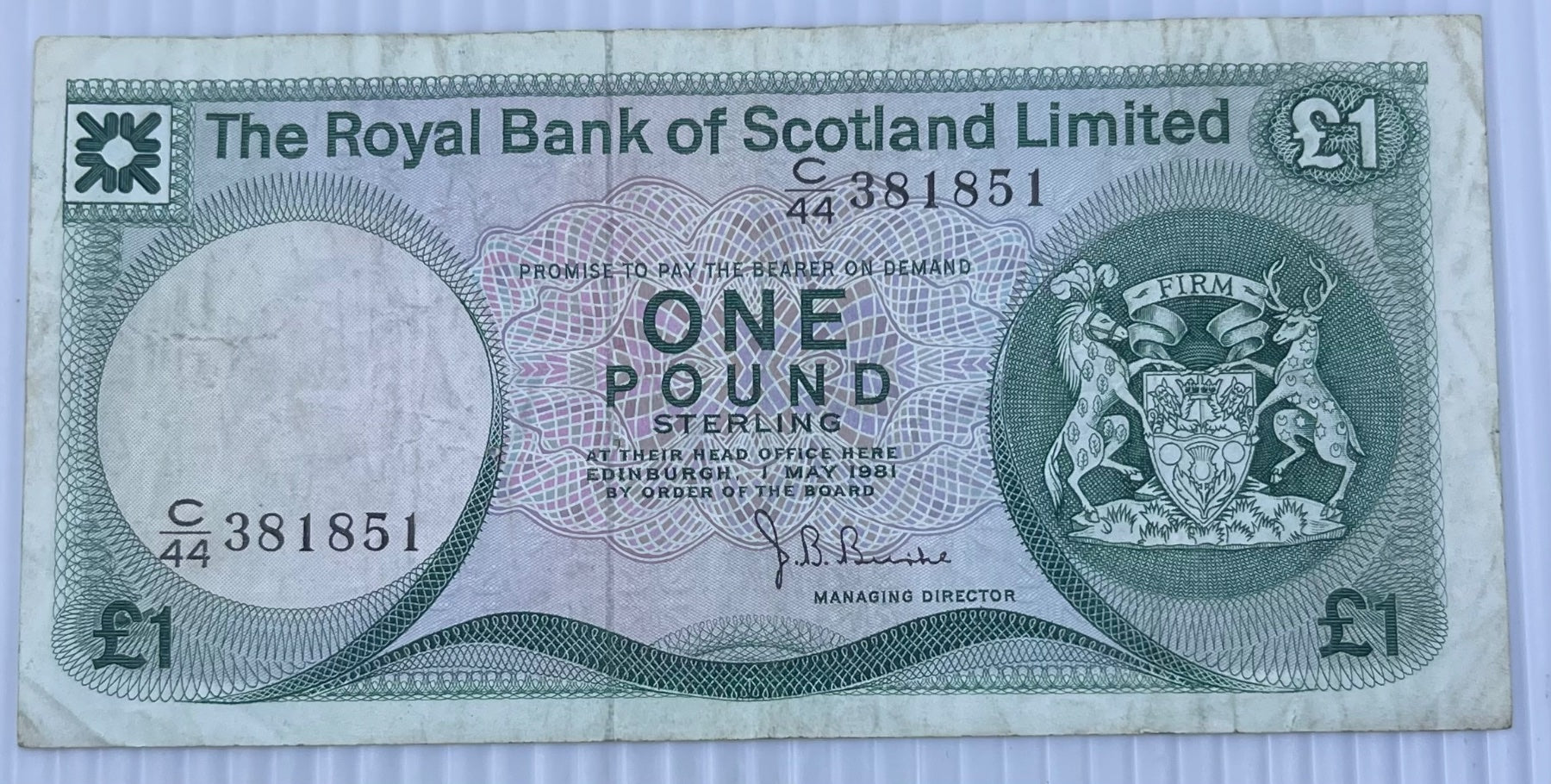 Scotland 1981 1 Pound P-336 Circulated World Banknote Note Shown — front