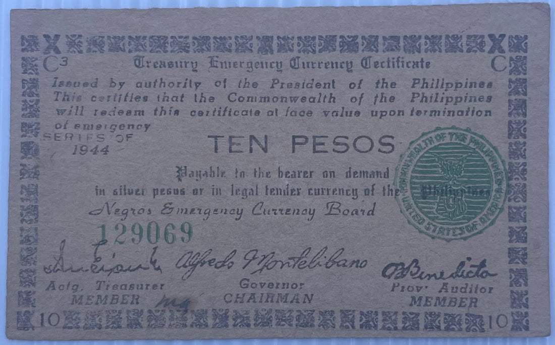 Philippines 1945 10 Pesos P-S638 Circulated World Banknote — front