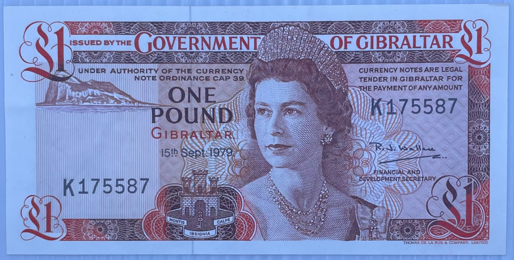 Gibraltar 1979 1 Pound P-20 UNC World Banknote Note Shown — front