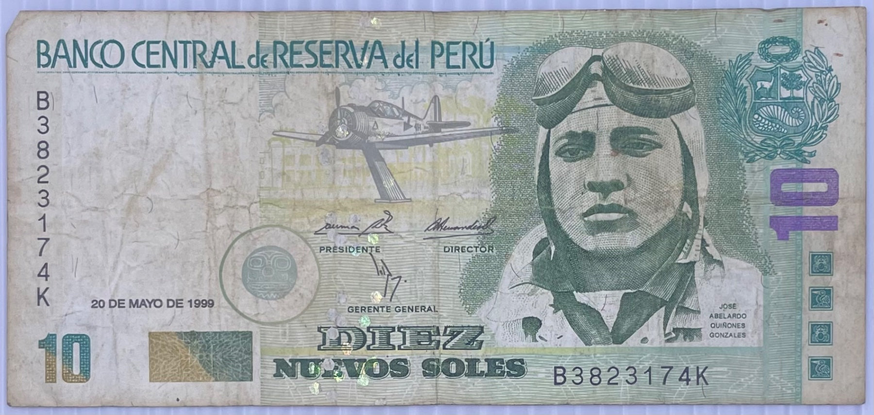 Peru 1999 10 Nuevo Sol Circulated World Banknote Note Shown — front
