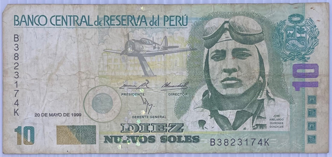 Peru 1999 10 Nuevo Sol Circulated World Banknote Note Shown — front