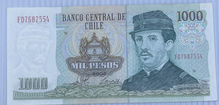 Chile 2008 1000 Pesos P-154 Circulated World Banknote Note Shown — front