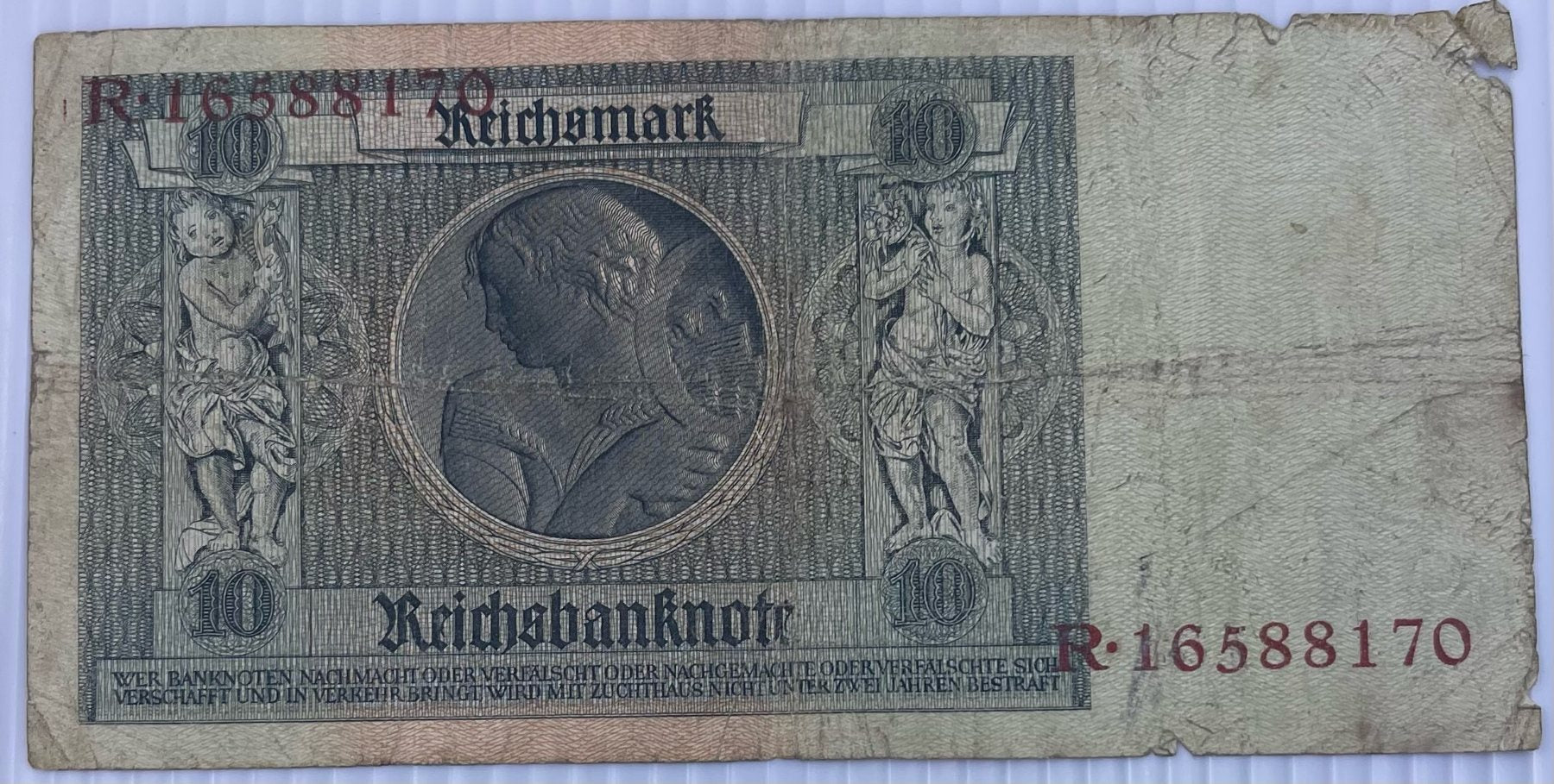 Germany (Weimar Republic) 1929 10 Reichsmark P-181 Circulated World Banknote — back