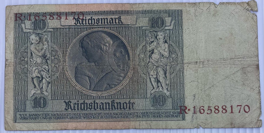 Germany (Weimar Republic) 1929 10 Reichsmark P-181 Circulated World Banknote — back