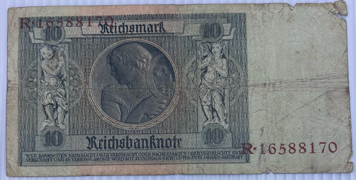 Germany (Weimar Republic) 1929 10 Reichsmark P-181 Circulated World Banknote — back