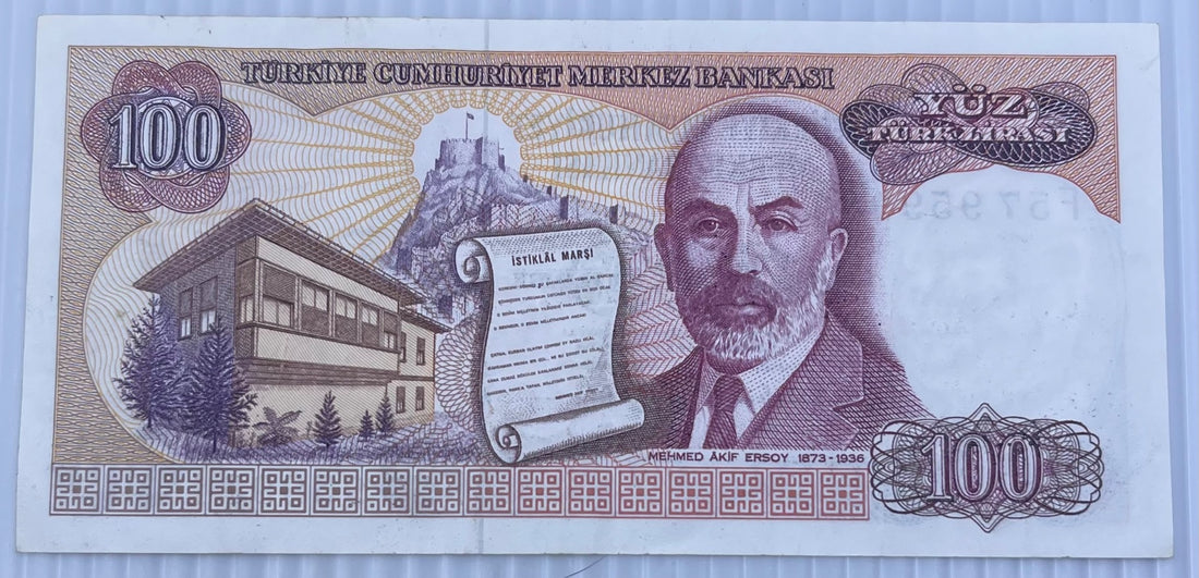 Turkey 1972 100 lira P-197 Circulated World Banknote Note Shown — back
